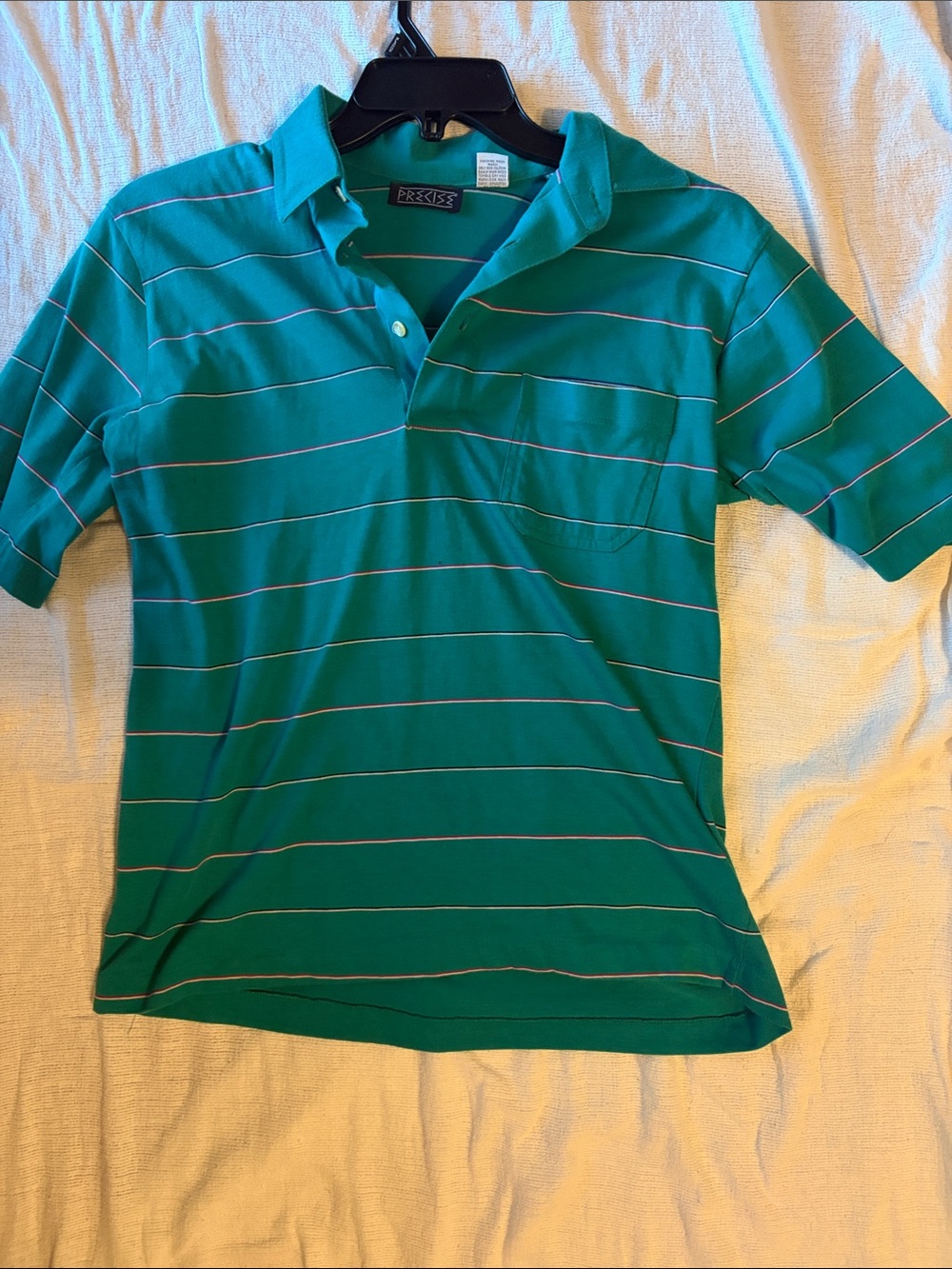 Express Green Striped Polo Shirt with Pocket